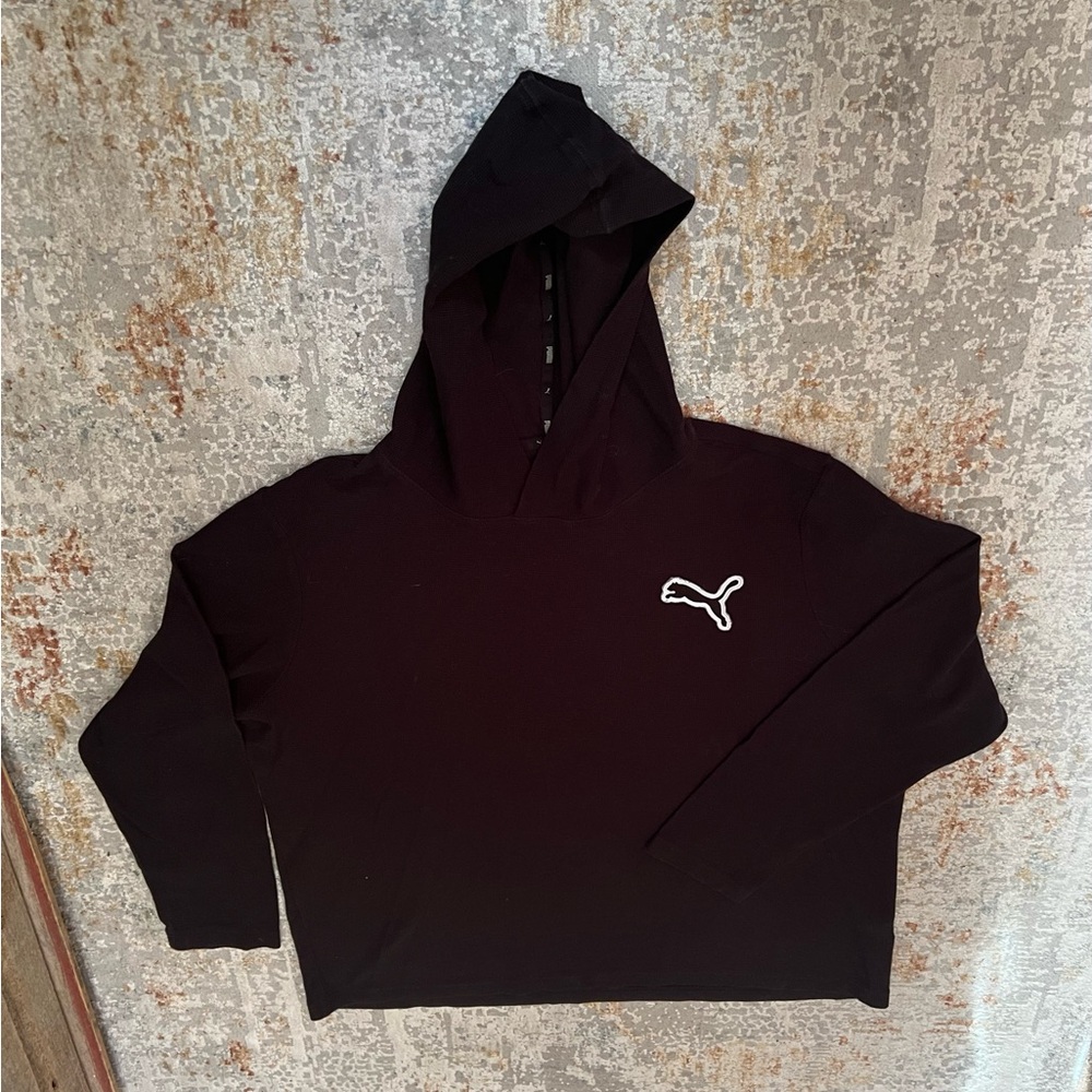 Puma Black Waffle Hooded Shirt with White Logo